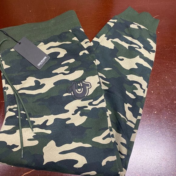True Religion Mens Multicolor Camouflage Drawstring Pockets Sweatpants Sz XL XXL - Picture 2 of 5
